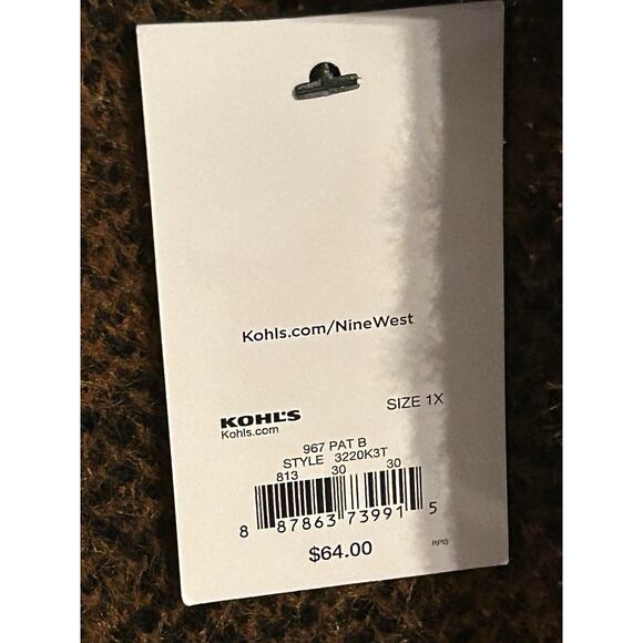 NWT Nine West Women's size 1X Clean Collar Coatigan Leopard Sweater - Picture 3 of 5